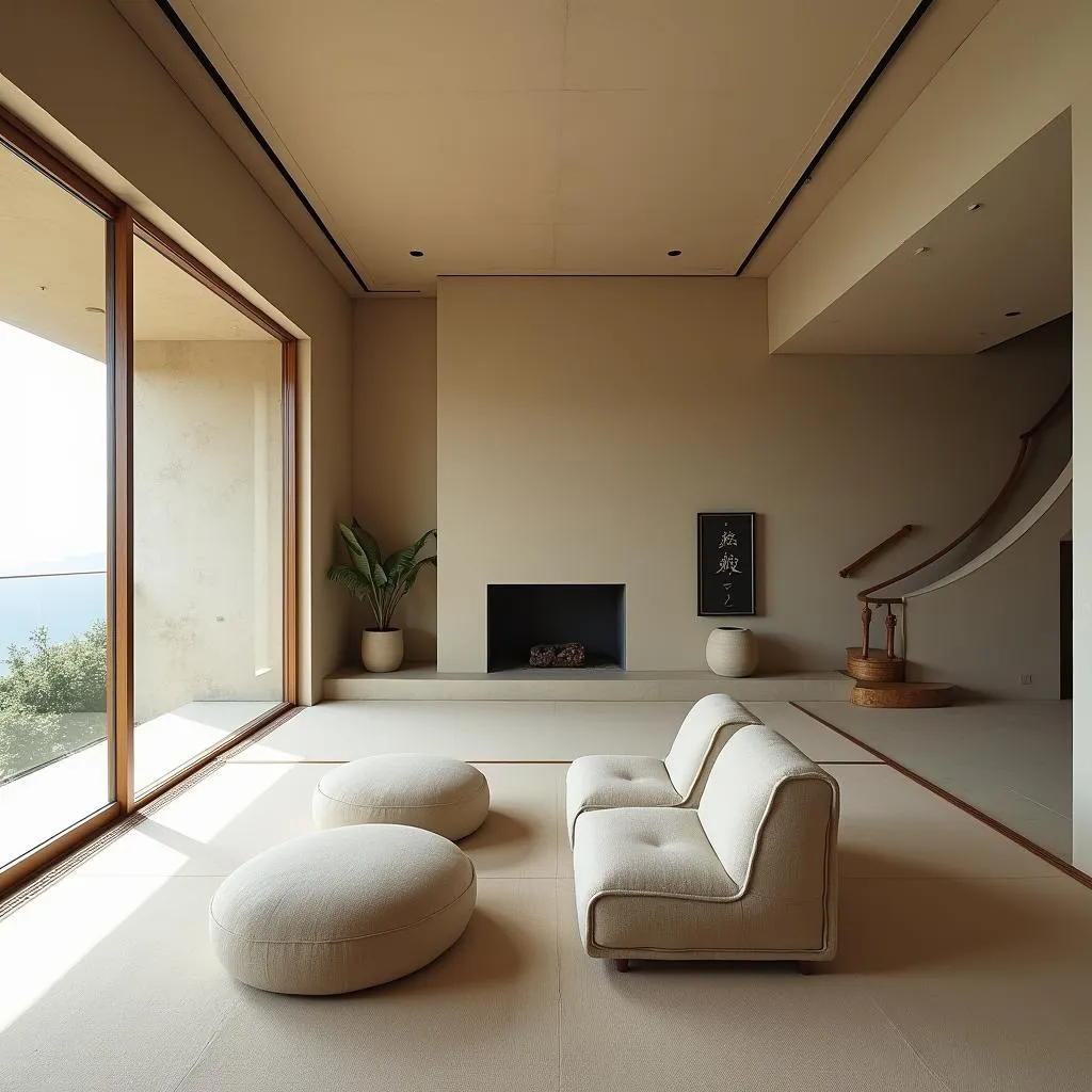 The minimalist interior of Jaden Smith's home, featuring clean lines and a focus on functionality.