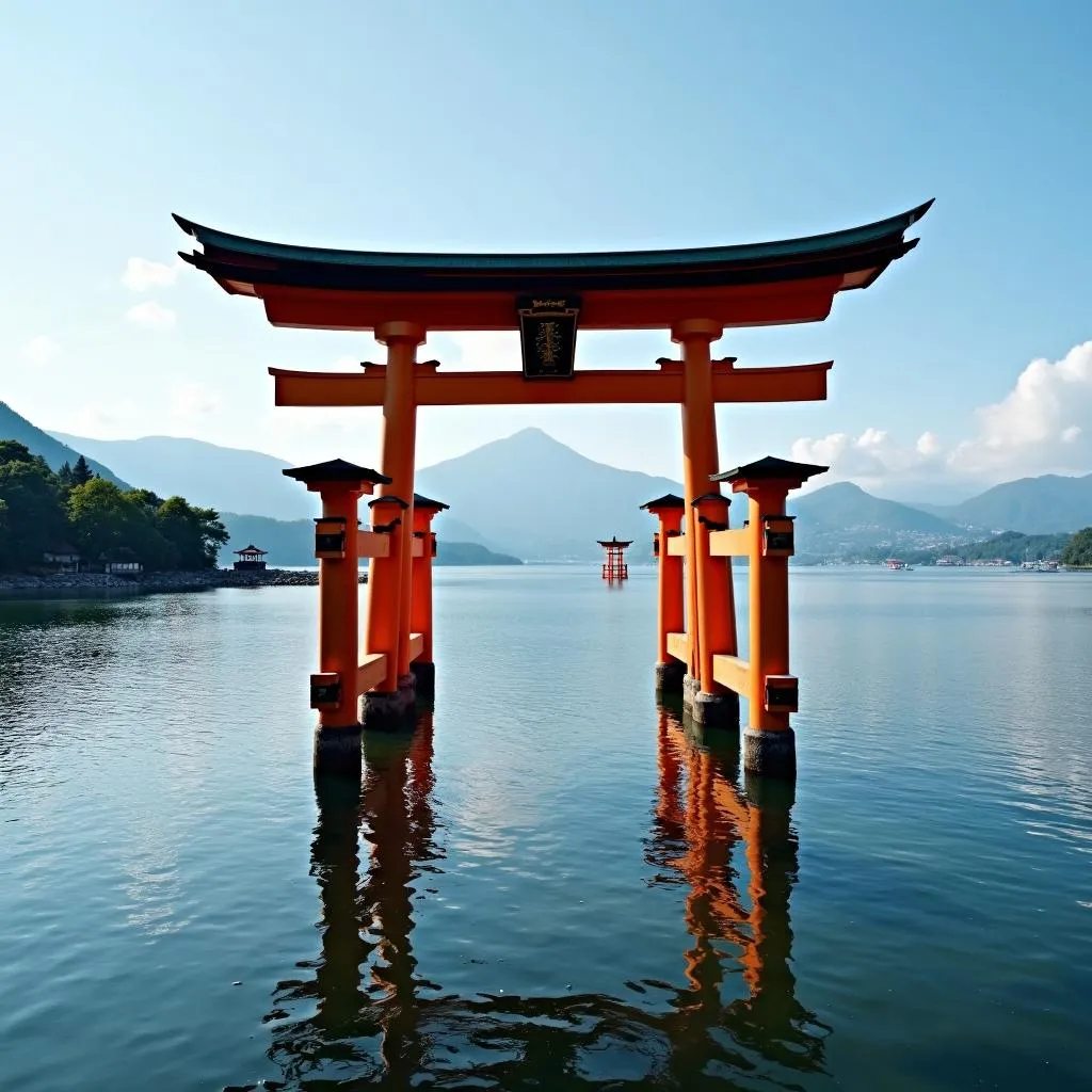 The iconic floating torii gate at Itsukushima Shrine, Miyajima Island, Japan