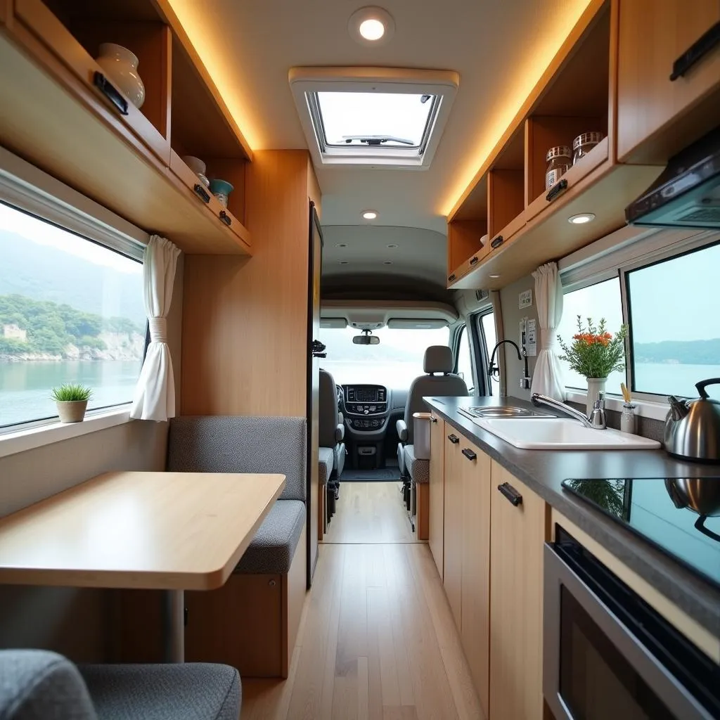 Interior of a modern caravan bus