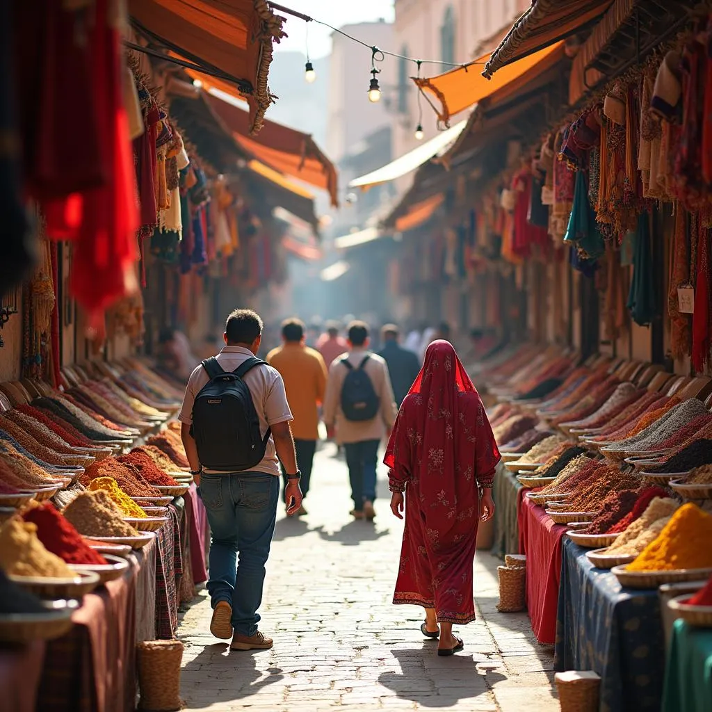 Guided tour through a bustling Moroccan market