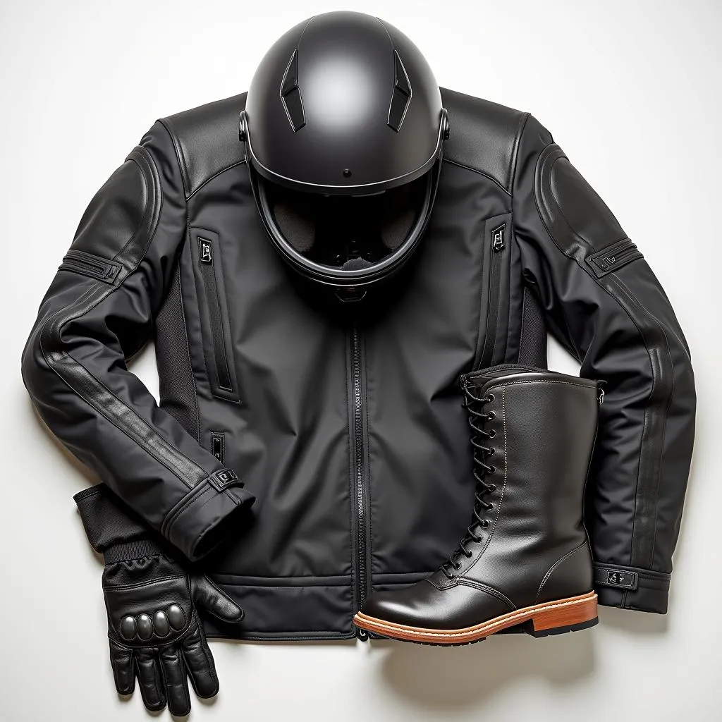 Essential motorcycle safety gear laid out on a table