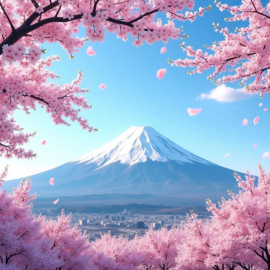 Mount Fuji with Cherry Blossoms