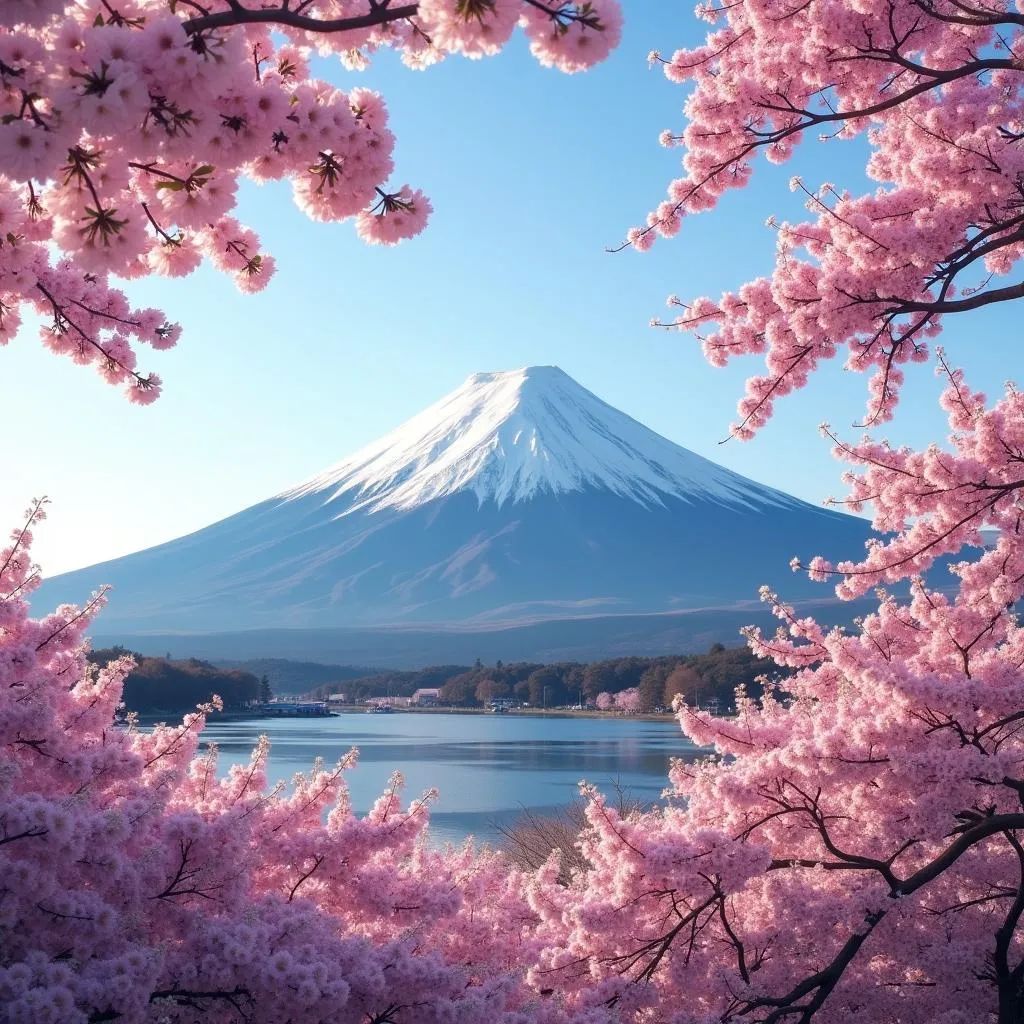 Mount Fuji with Cherry Blossoms in the Foreground