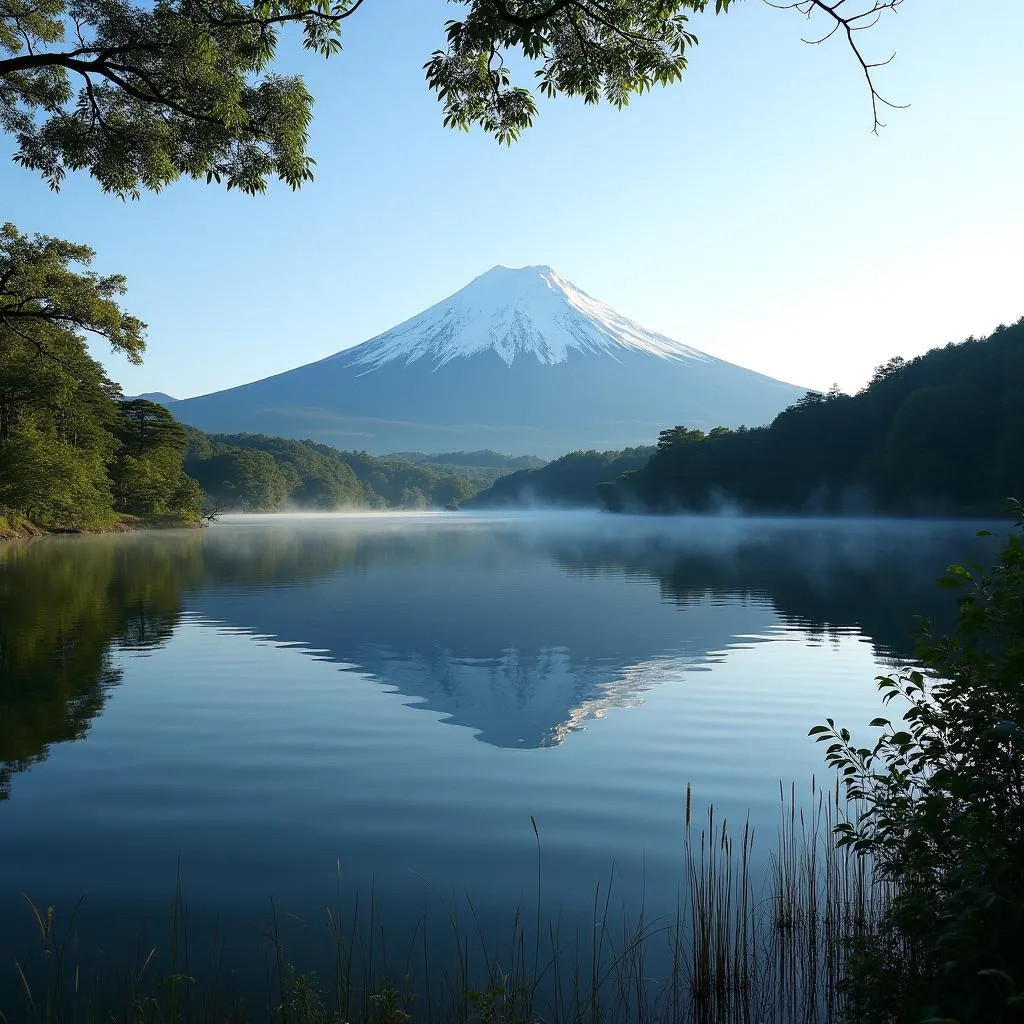 Picturesque Mount Fuji Reflected in Serene Lake