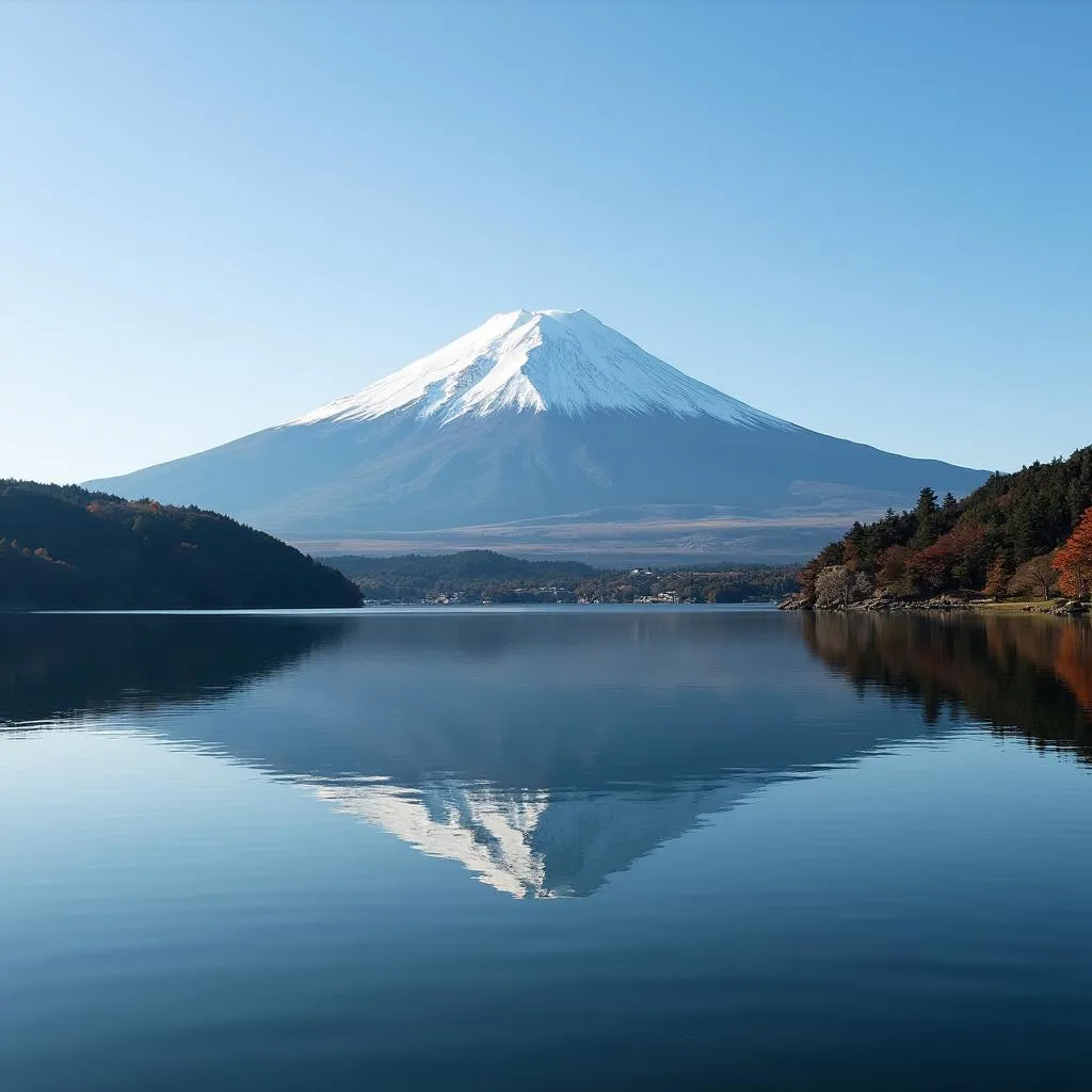 Mount Fuji Reflected in Serene Lake