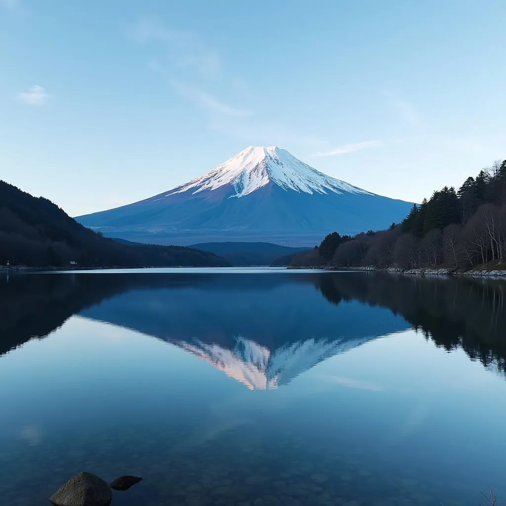 Mount Fuji Reflection in Lake