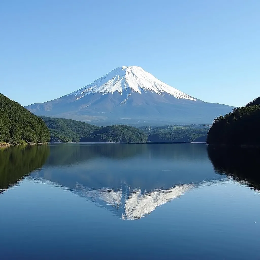 Mount Fuji reflected in Lake Kawaguchiko