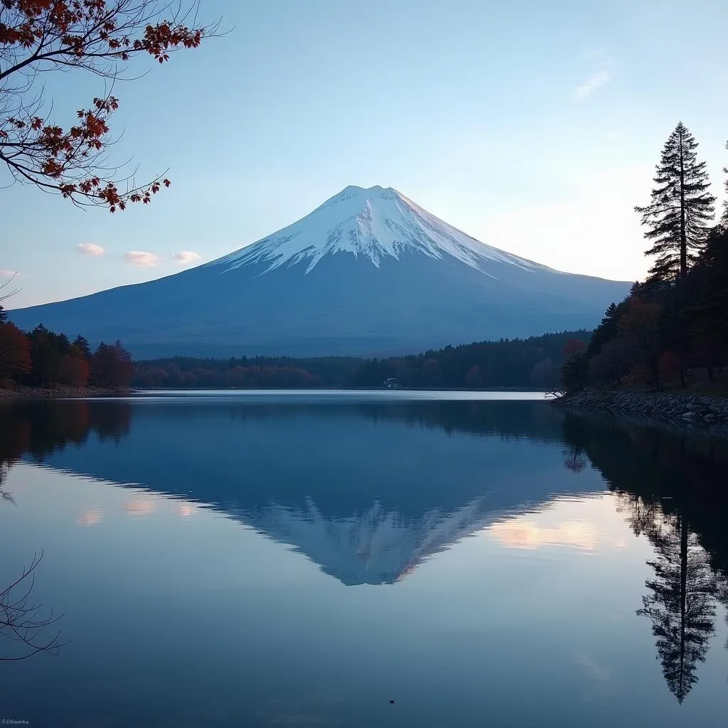 Mount Fuji Reflection in Lake