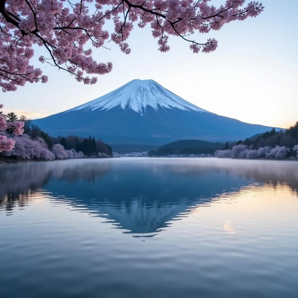 Mount Fuji Reflecting in Lake Kawaguchiko