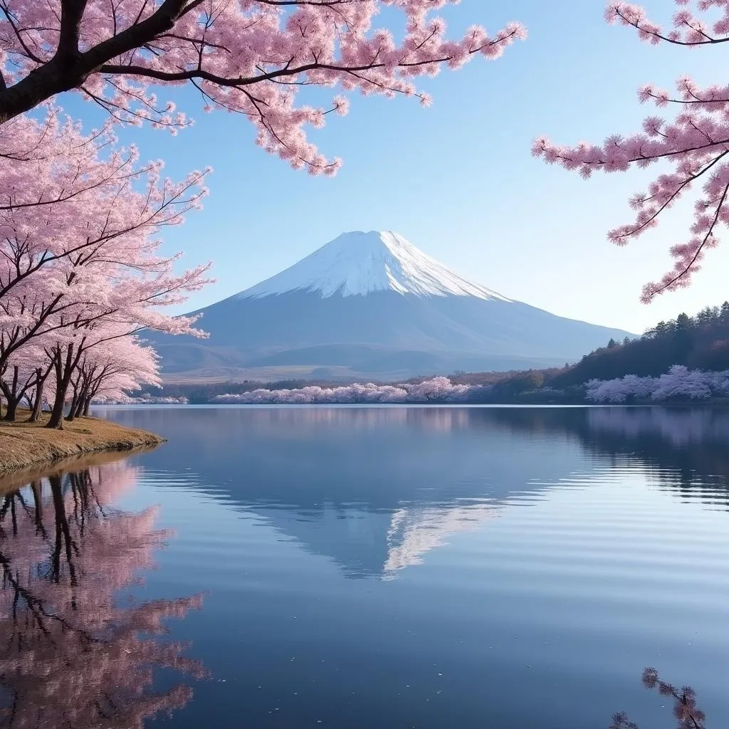 Mount Fuji reflected in Lake Kawaguchiko