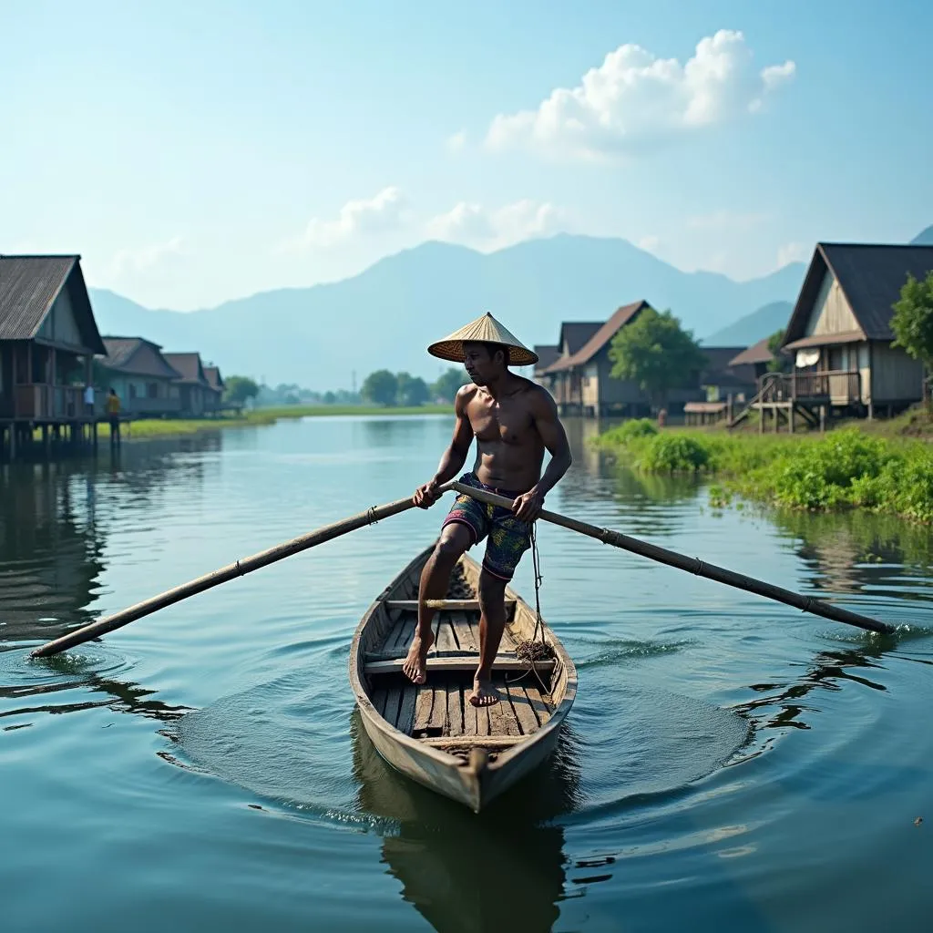 Traditional fisherman on Inle Lake, Myanmar