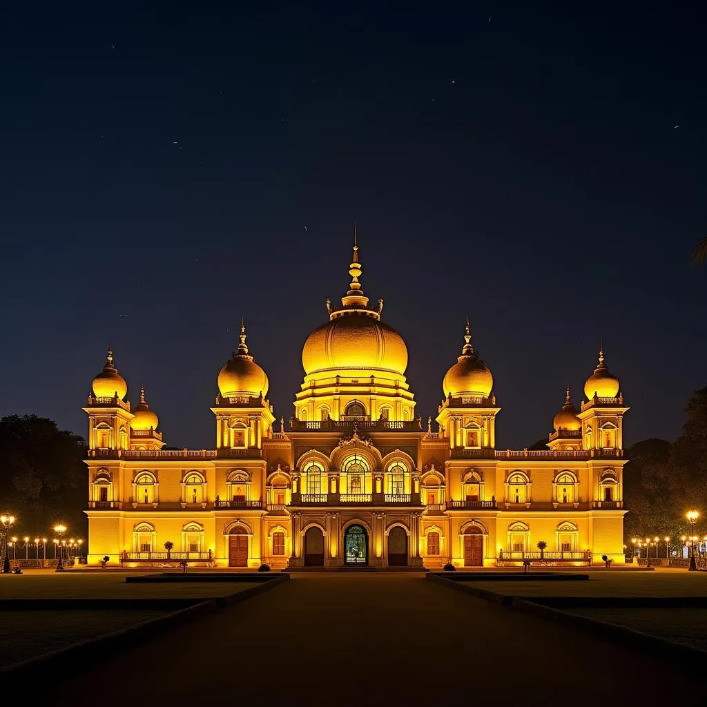 Mysore Palace illuminated at night