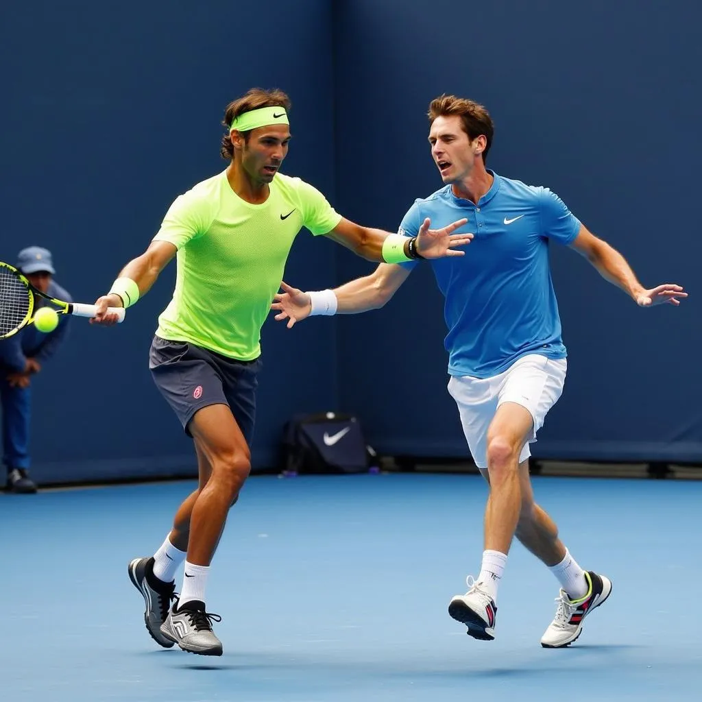 Nadal and Thiem battling it out at the US Open