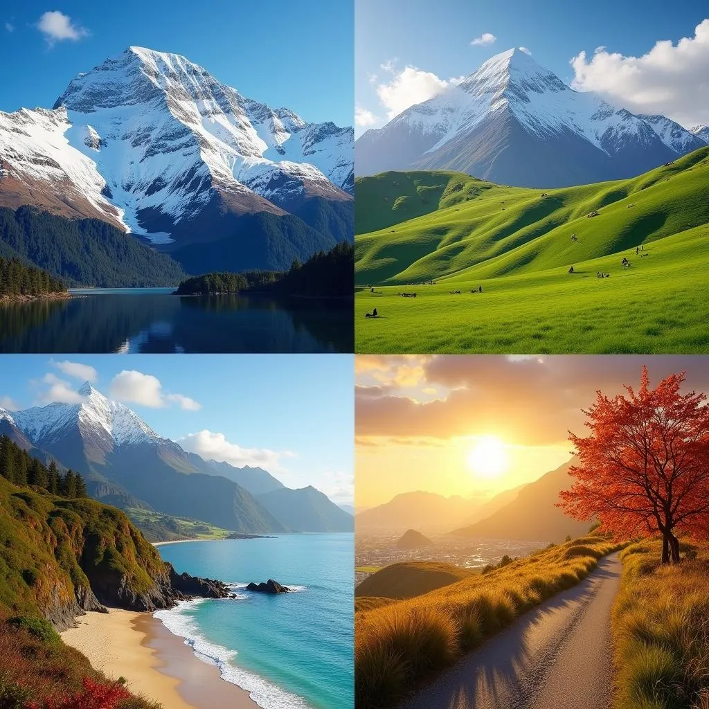 Picturesque New Zealand landscapes across the four seasons.