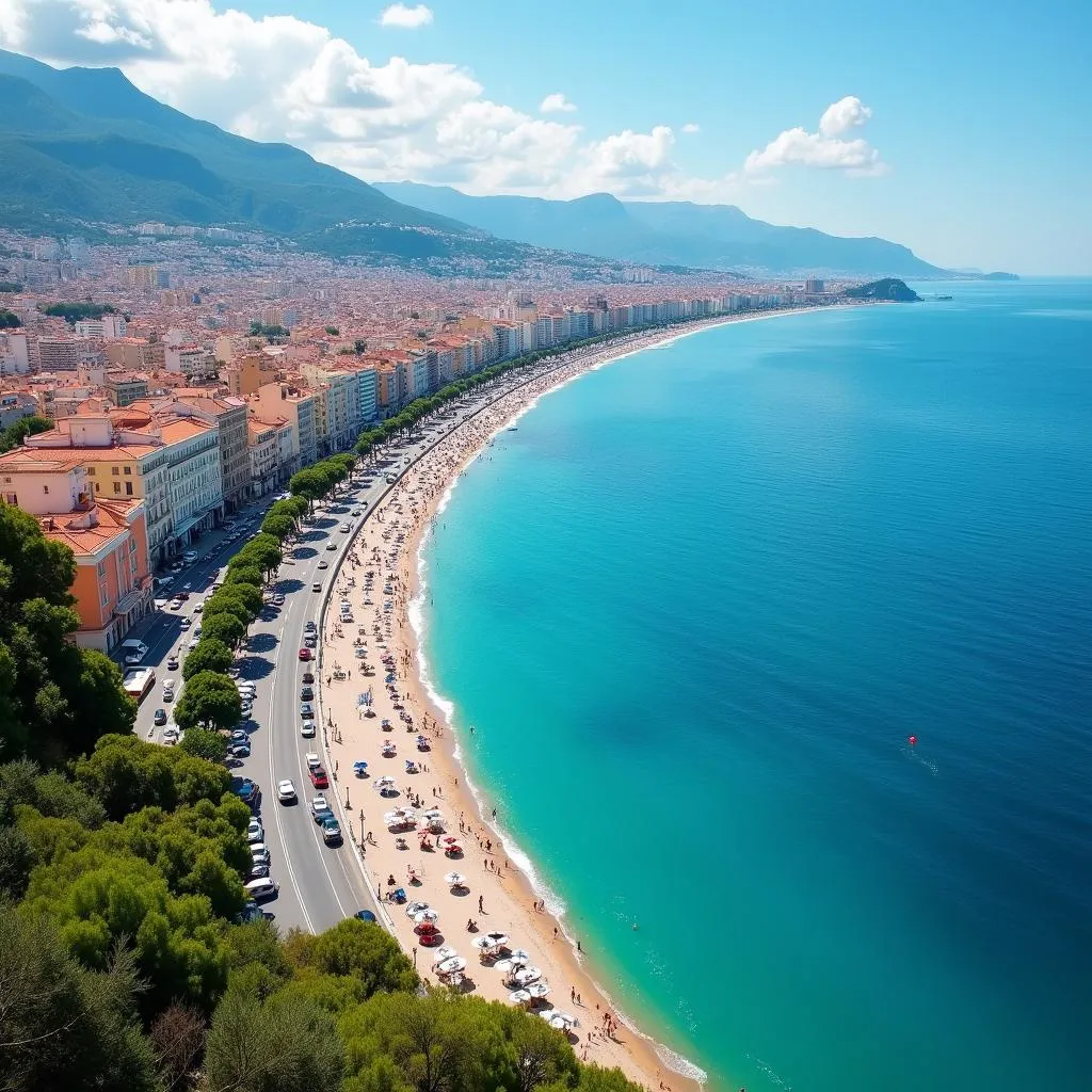 Aerial view of Nice, France, with the Promenade des Anglais