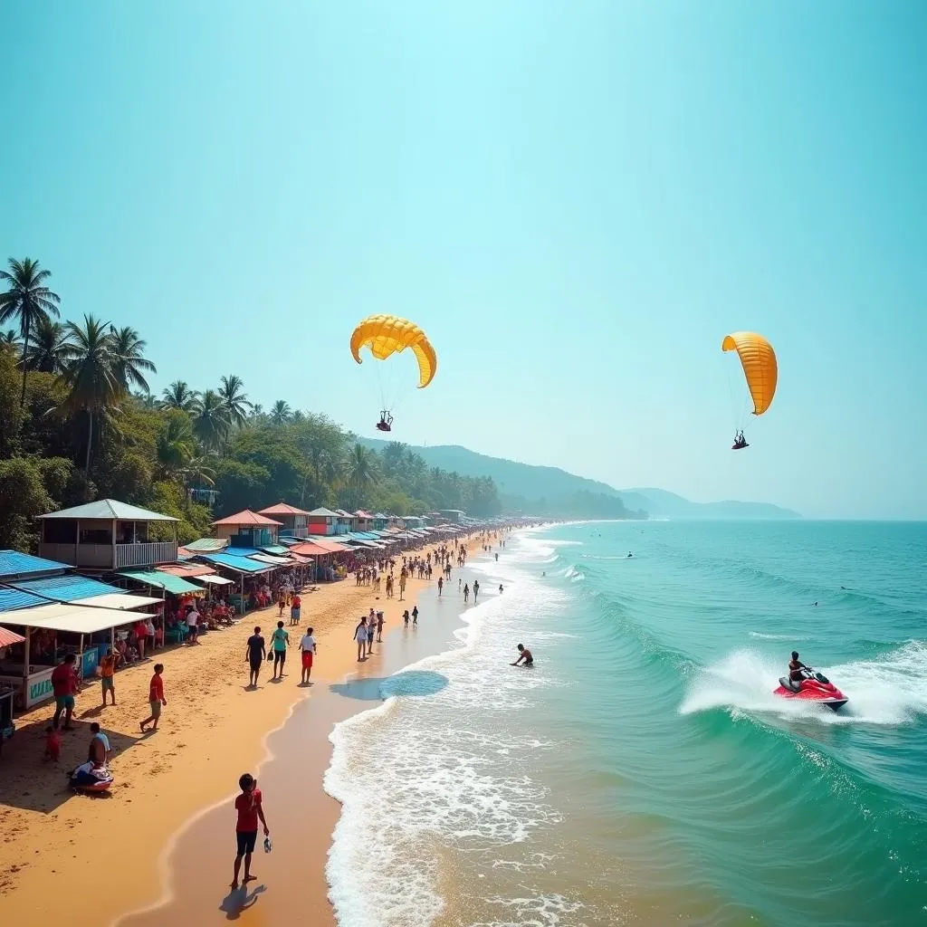 Bustling beaches of North Goa with water sports activities