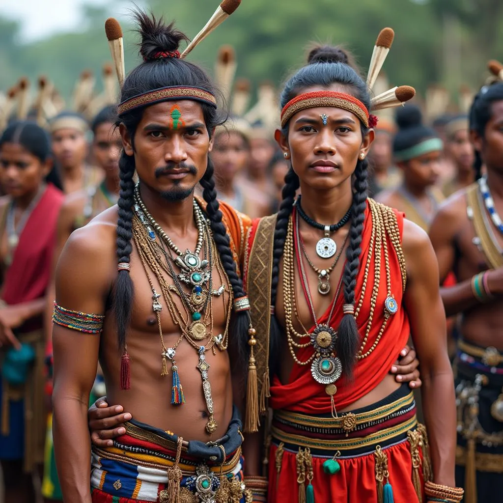 Group of people in traditional clothing.