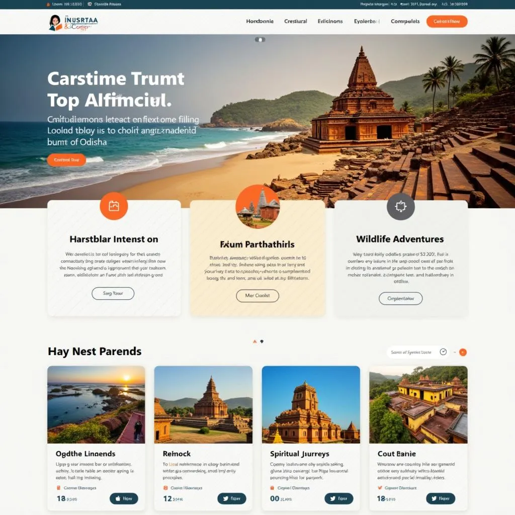 Tour operator website showcasing Odisha destinations