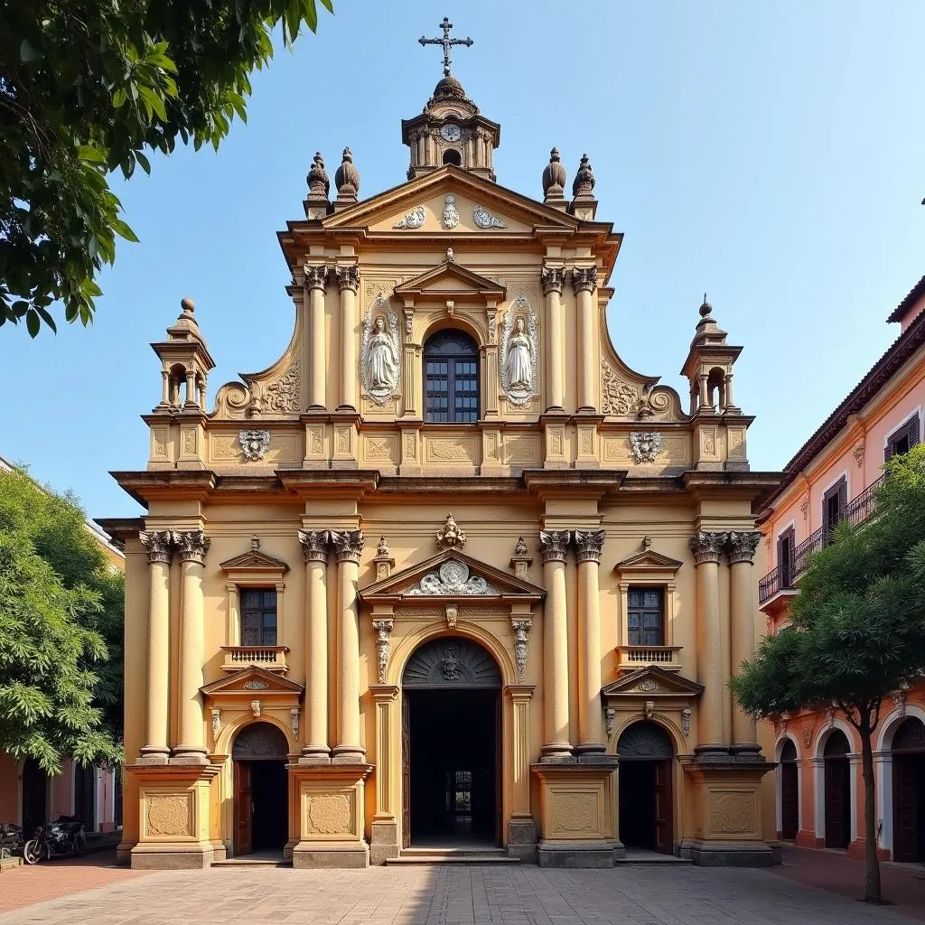 The majestic Basilica of Bom Jesus in Old Goa, Goa, India. The intricate carvings and architecture tell stories of a bygone era.