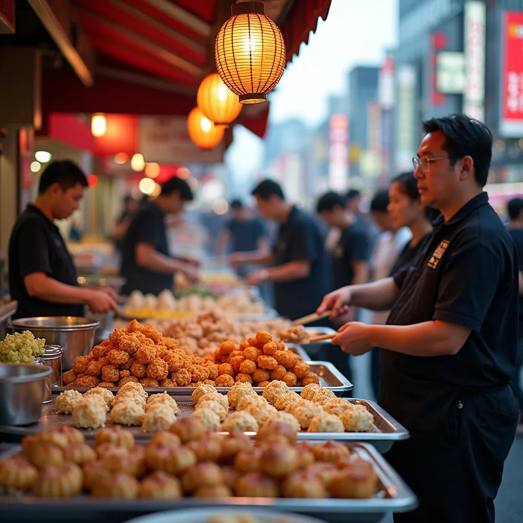 Dotonbori street food scene in Osaka