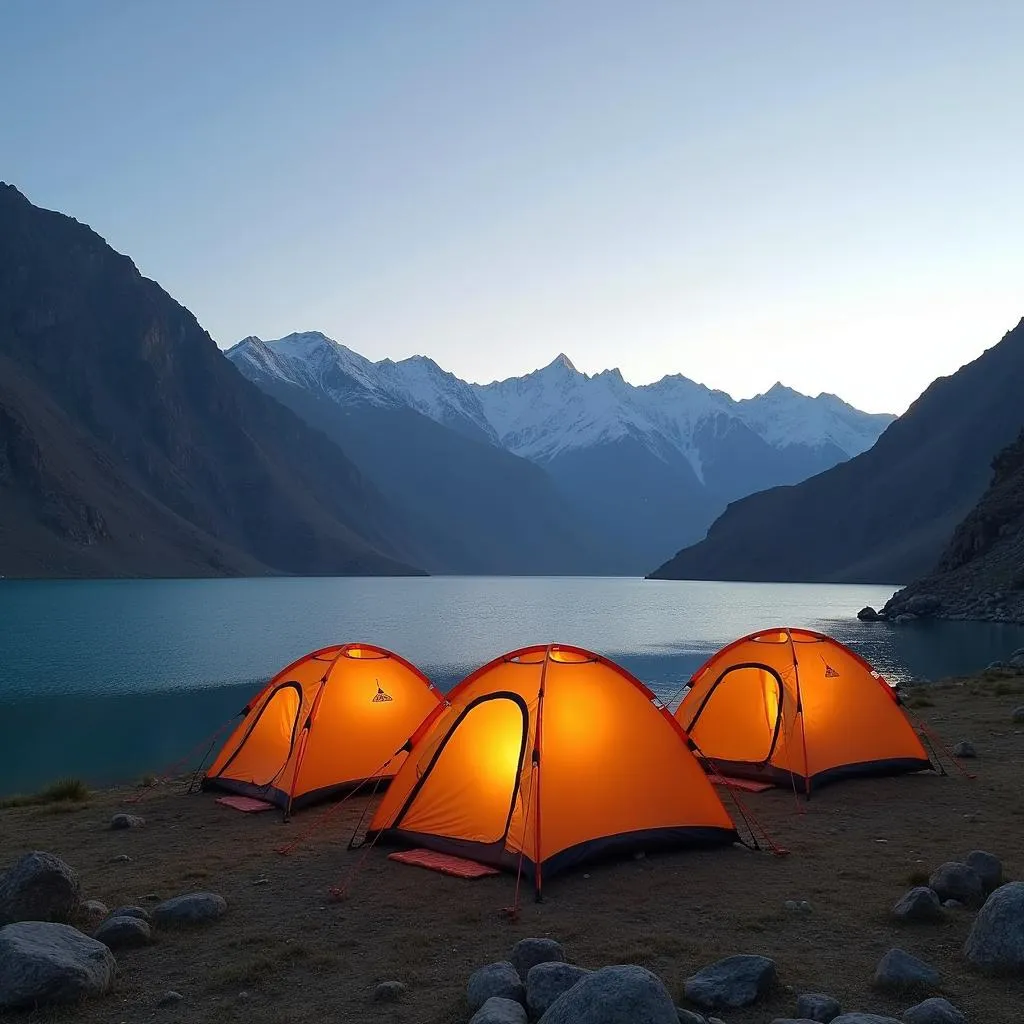 Camping on the shores of Pangong Lake