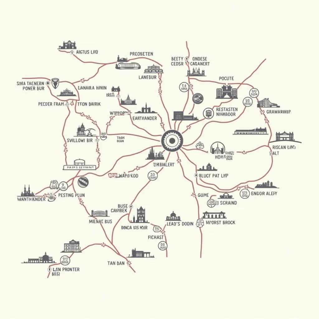 Map highlighting Big Bus Paris route stops