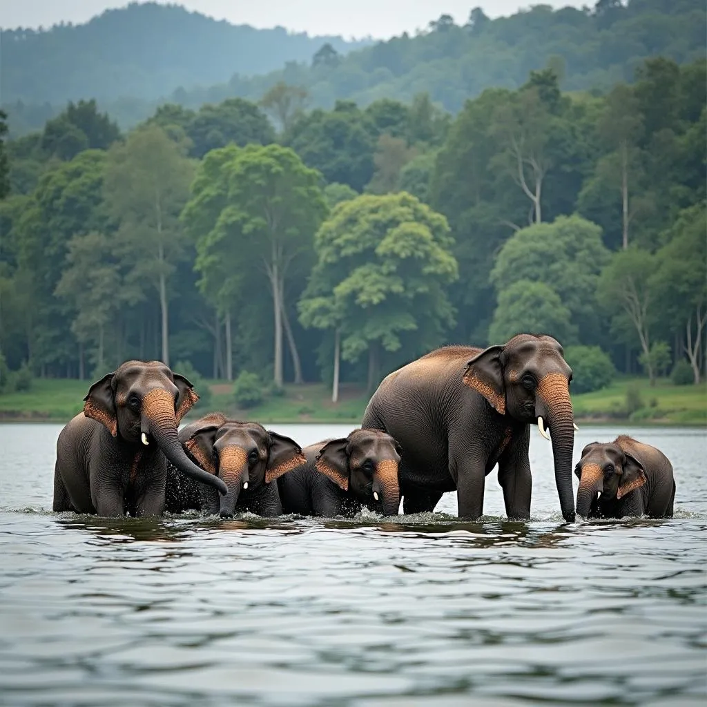 Elephants in Periyar Wildlife Sanctuary