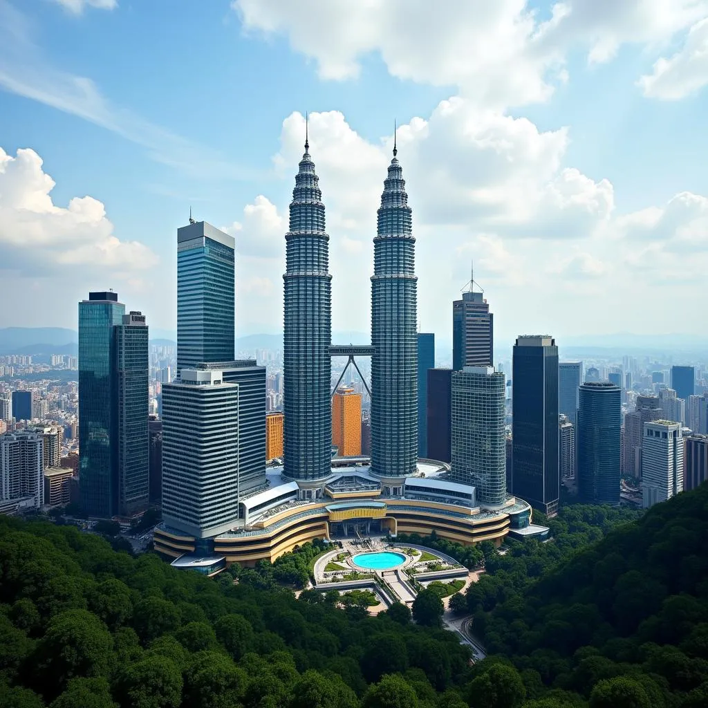 Kuala Lumpur cityscape with Petronas Twin Towers in the background