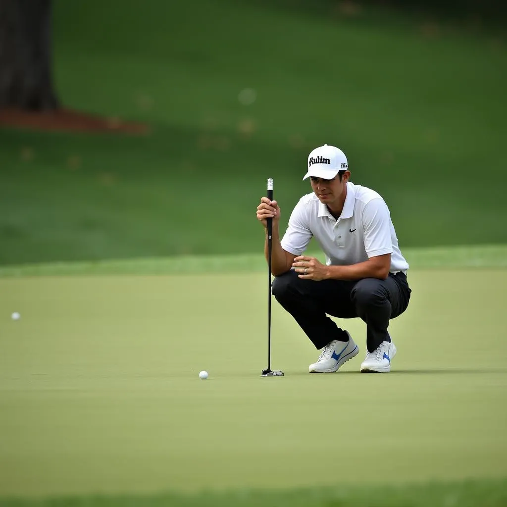 PGA Tour golfer reading the green