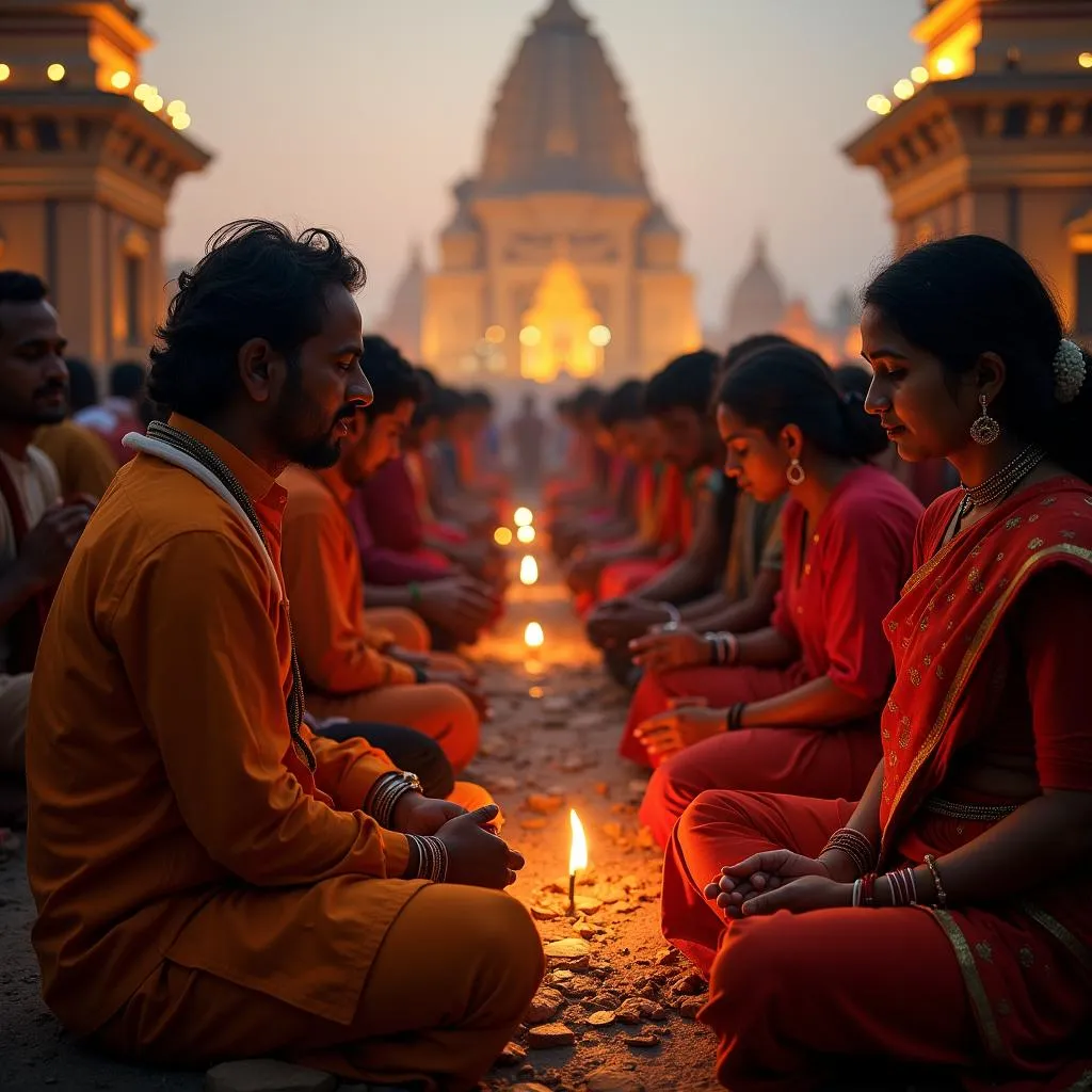 Devotees offering prayers at a Jyotirlinga Temple