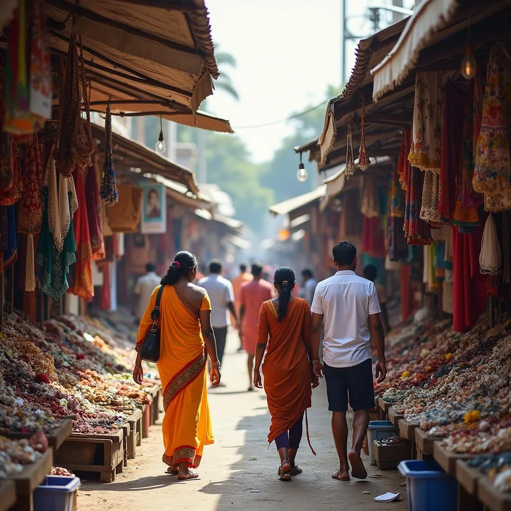 Shopping at a local market in Pondicherry