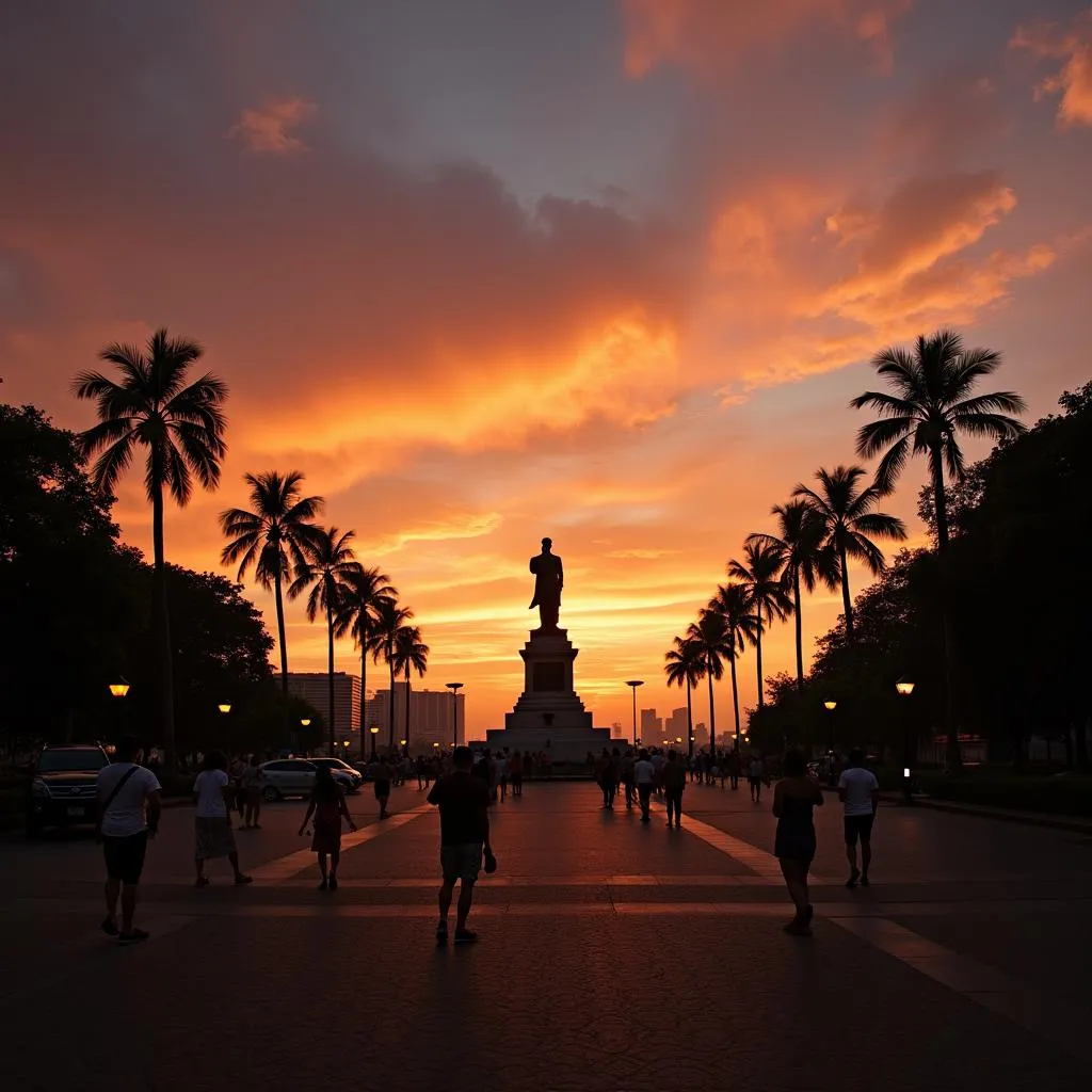 Sunset over Rizal Park Manila