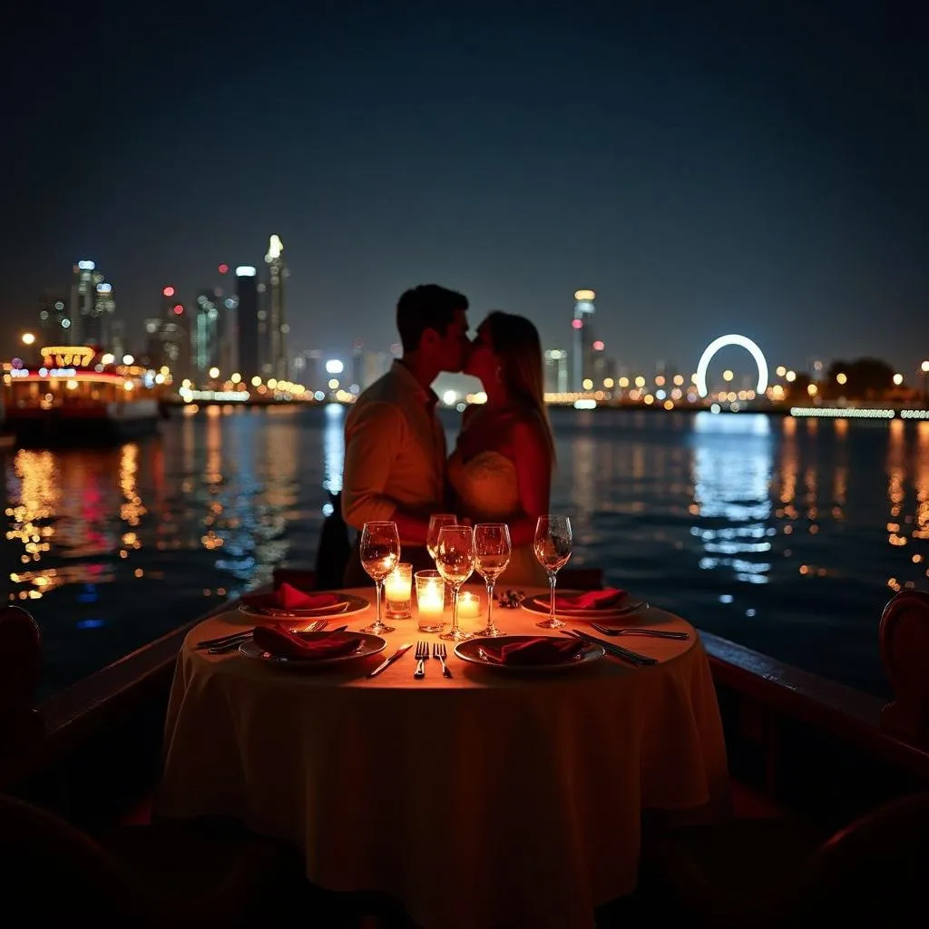 Romantic dinner on a traditional Dhow cruise, Dubai Creek