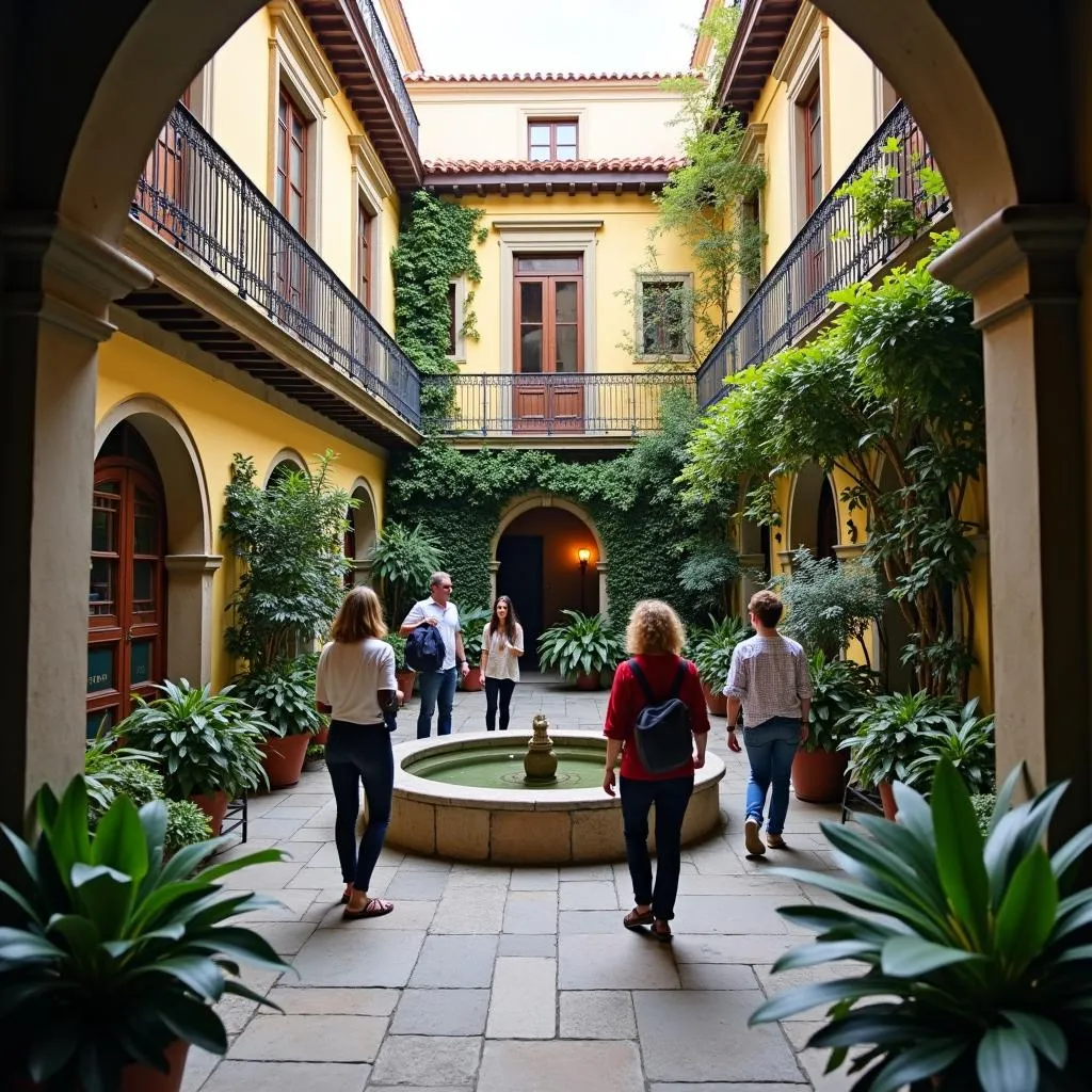 Exploring a secret courtyard in Madrid