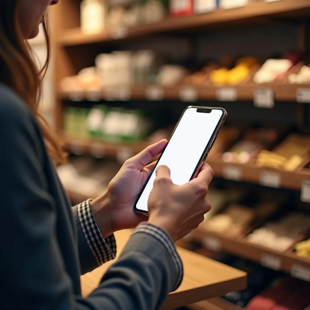 Person using a 5 GHz device for secure online transactions in Japan