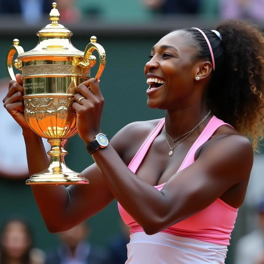 Serena Williams celebrating her victory at the 2013 WTA Tour Championships