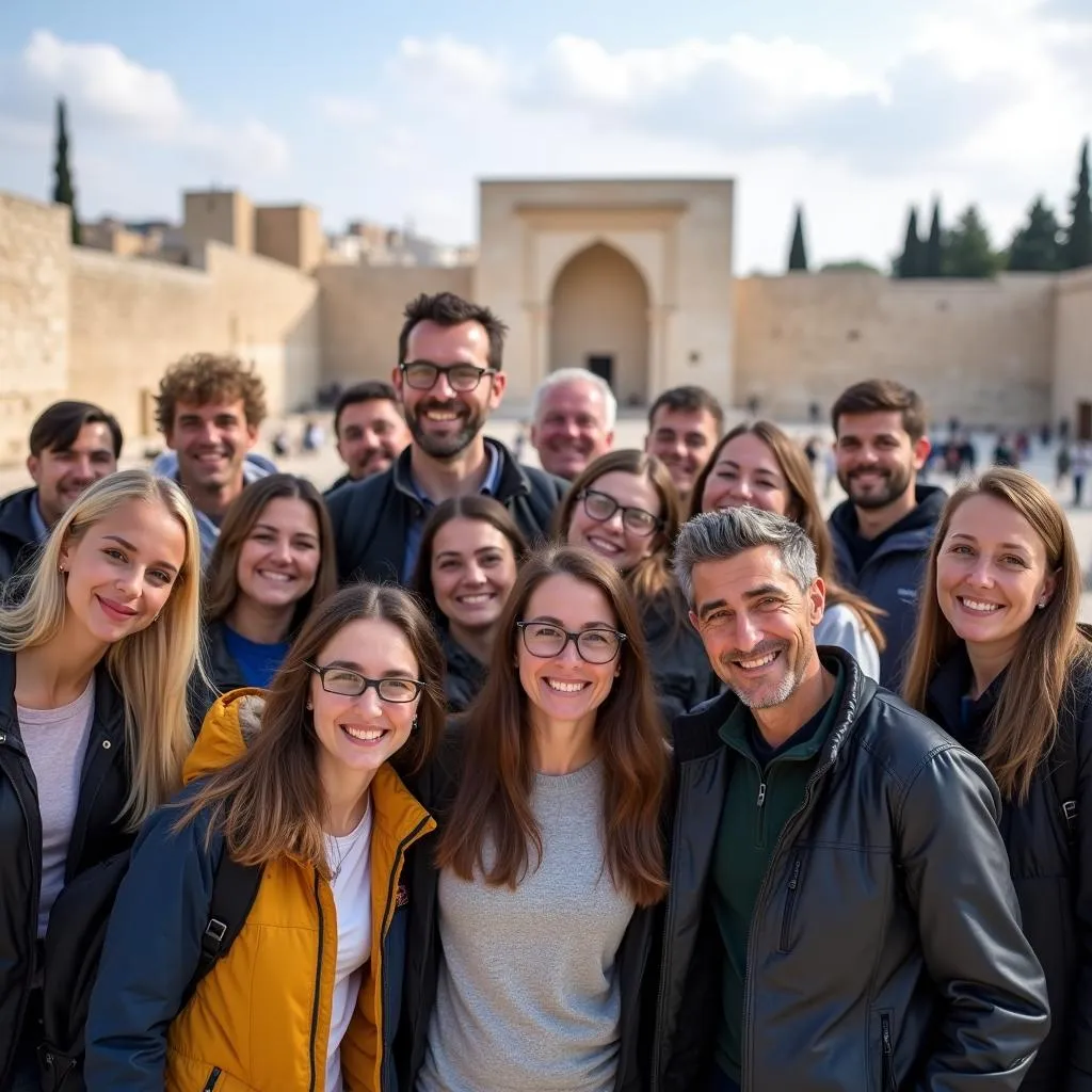 Group photo of smiling travelers on a Shalom Israel tour