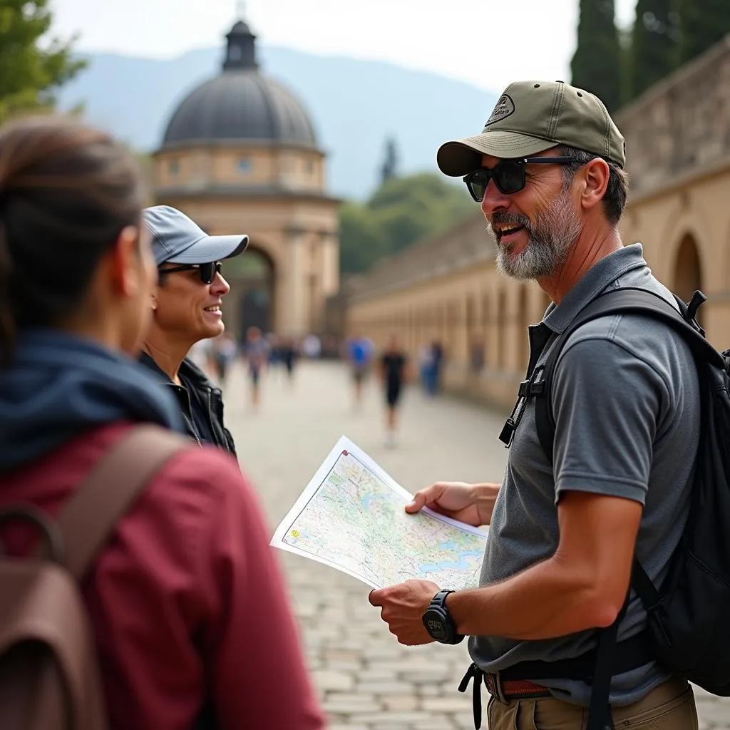 Knowledgeable guide explains historical site during a Shalom Israel tour