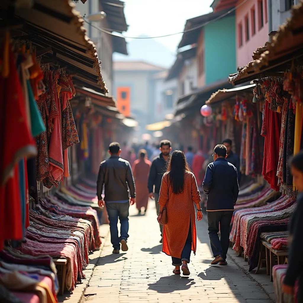 Shoppers browsing local crafts at Police Bazaar