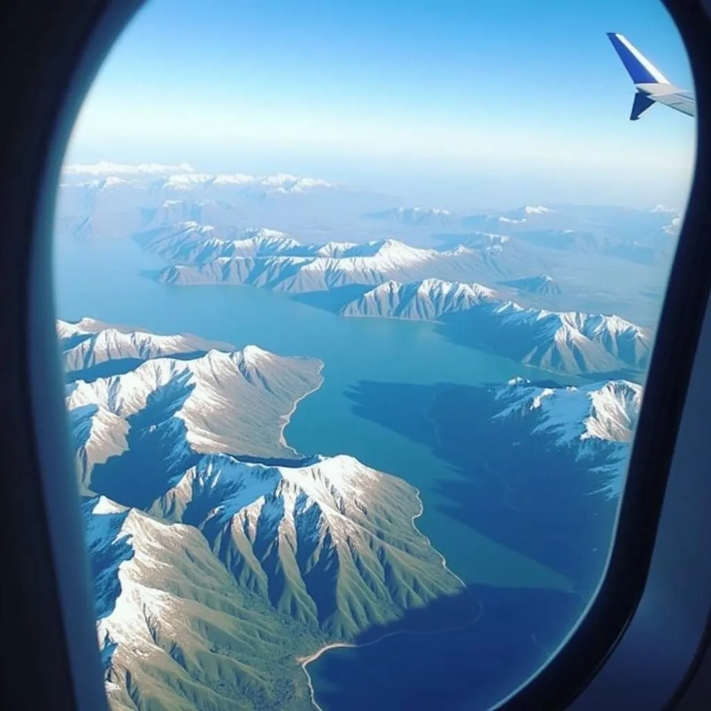 Aerial view of the Himalayas during a flight to Shimla Manali