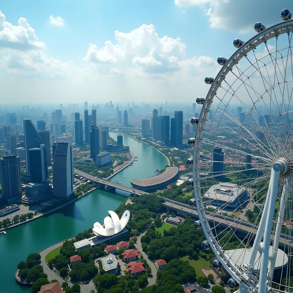 Singapore Flyer panoramic cityscape view