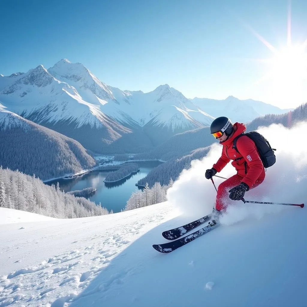 Skiing on the slopes of Japan