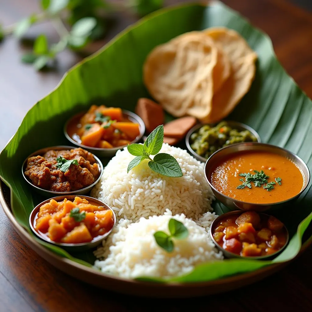 South Indian Thali platter with variety of dishes