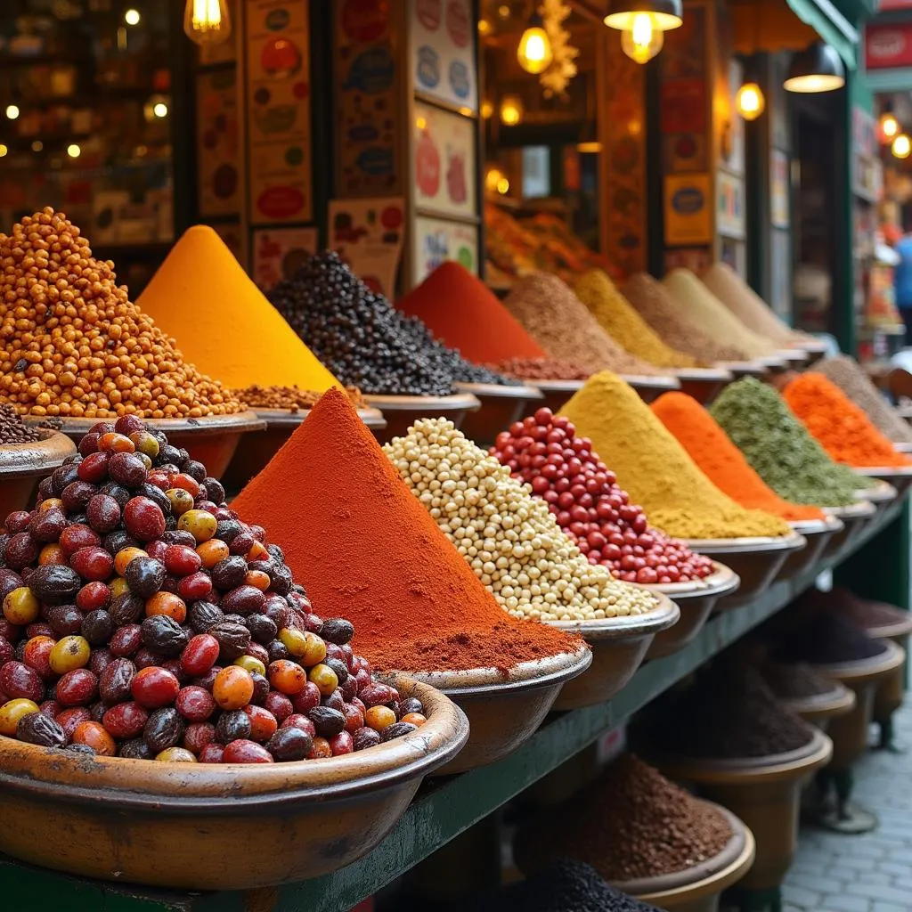 The Spice Bazaar, Istanbul, Turkey: A Colorful Market Filled with Aromatic Spices and Delights