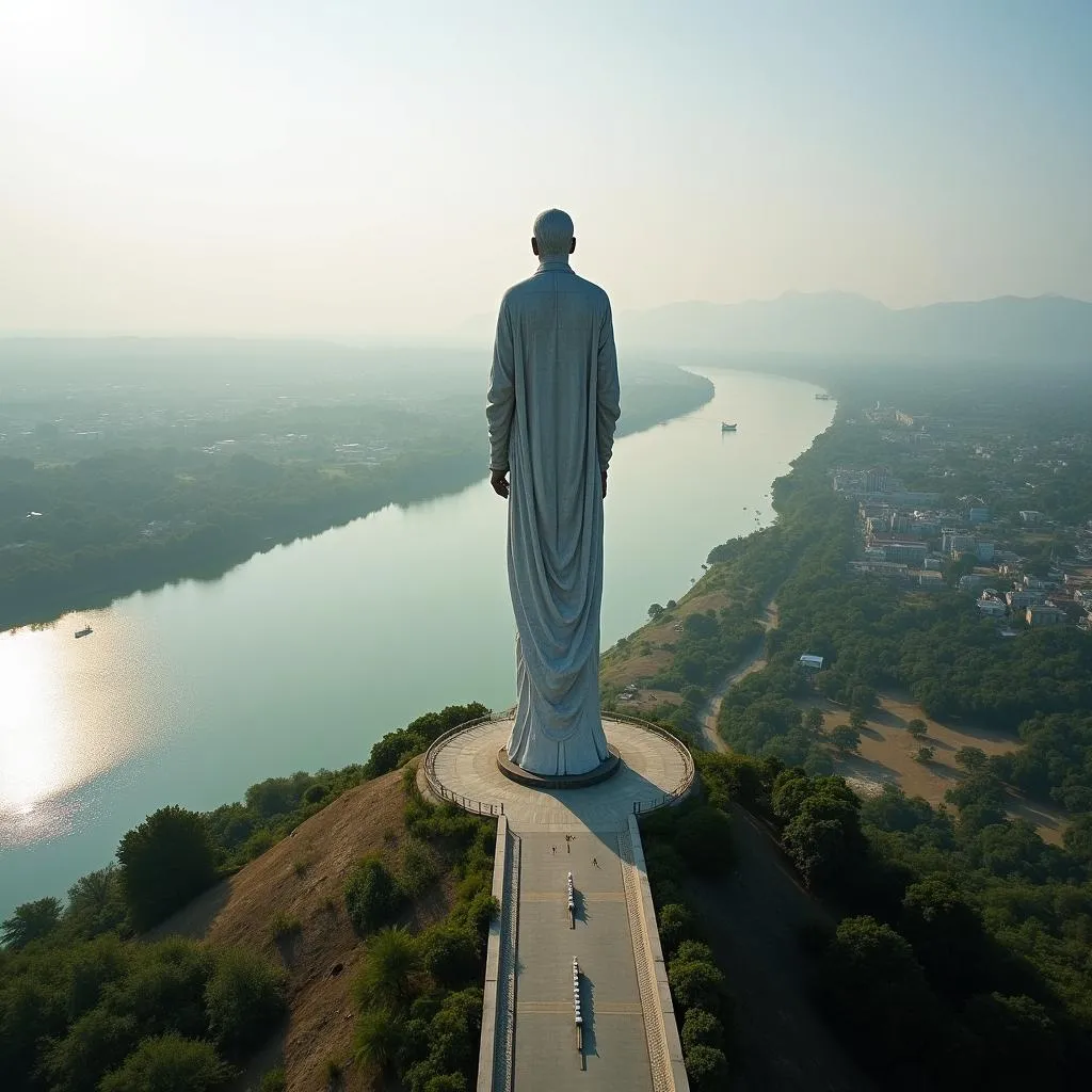 Breathtaking Aerial Perspective of the Statue of Unity