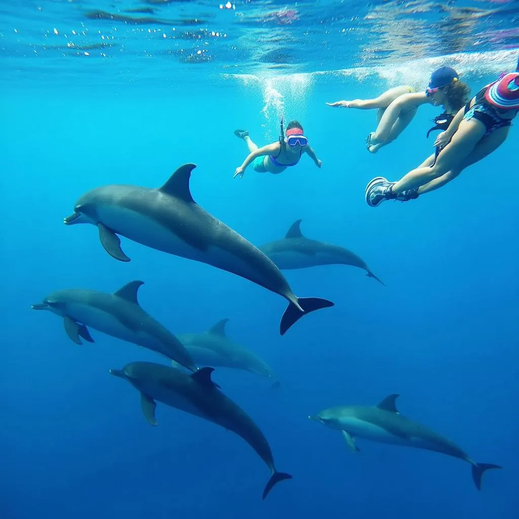 Swimming with Dolphins in Mikurajima