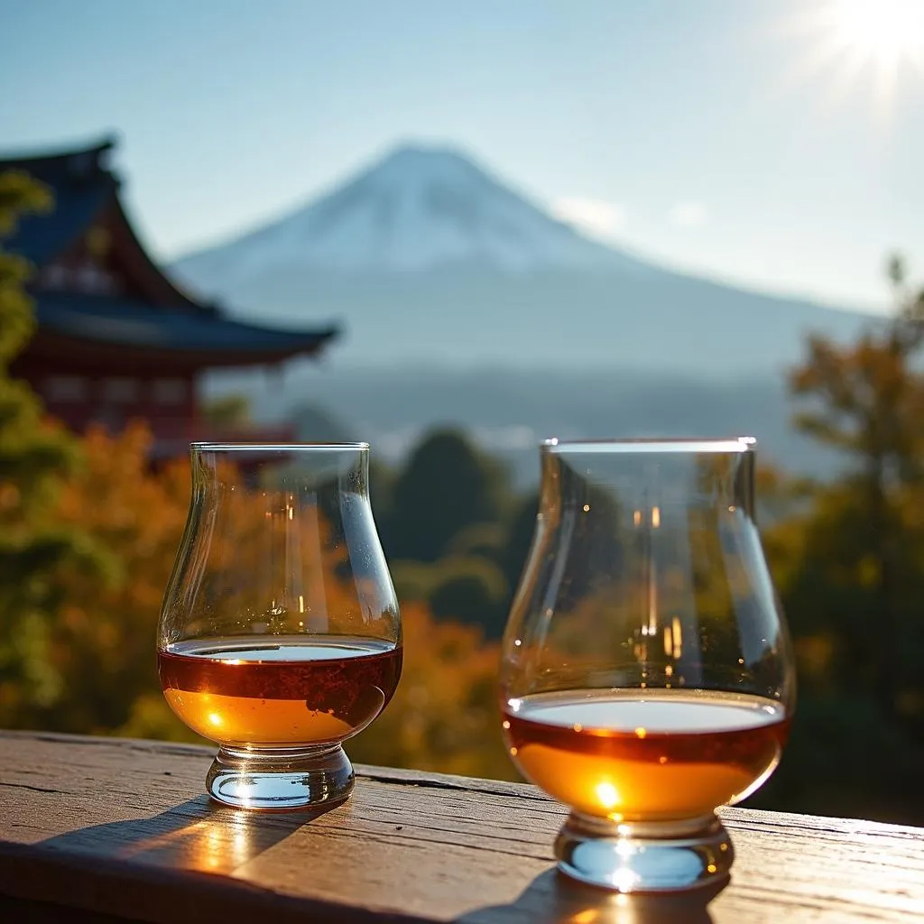 Savoring Japanese scotch with a panoramic view