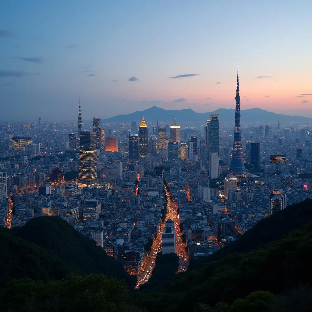 Tokyo and Kyoto Cityscape at Twilight