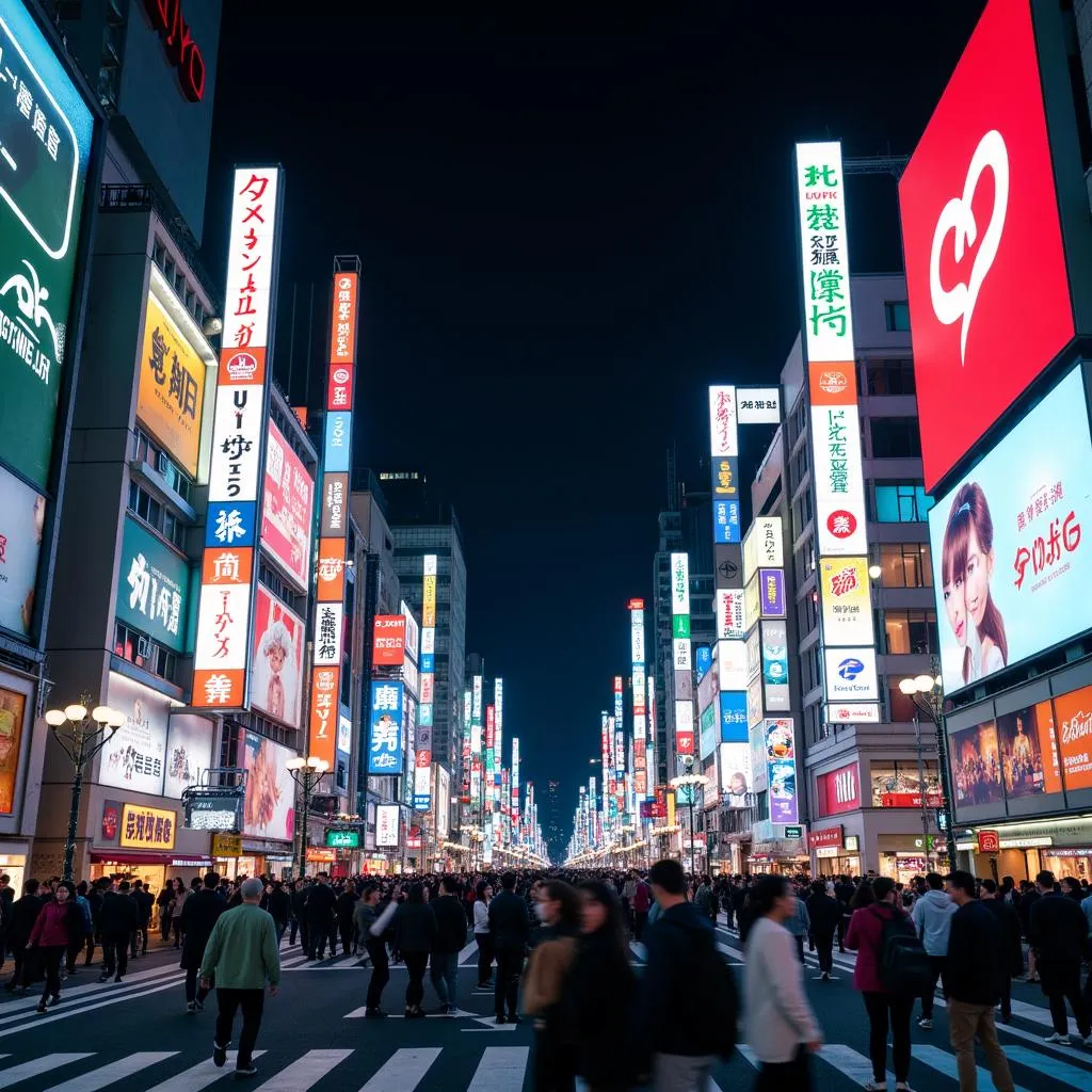 Tokyo's Shibuya Crossing at Night