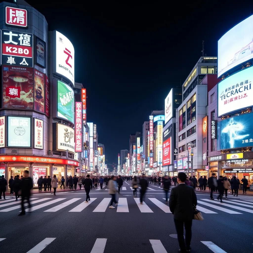 Shibuya Crossing in Tokyo at Night